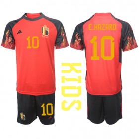 Belgien Eden Hazard #10 Hemmakläder Barn VM 2022 Kortärmad (+ Korta byxor)